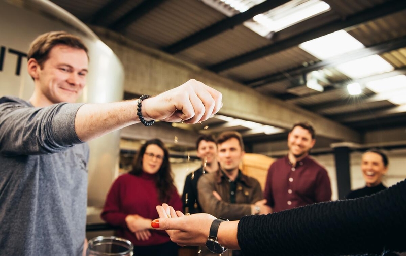 Group at a whiskey tasting tour