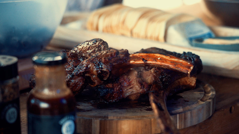 Cooked meat from a BBQ
